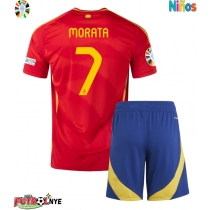 Camiseta España Alvaro Morata #7 Primera Equipación para niños Eurocopa 2024 manga corta (+ pantalones cortos)